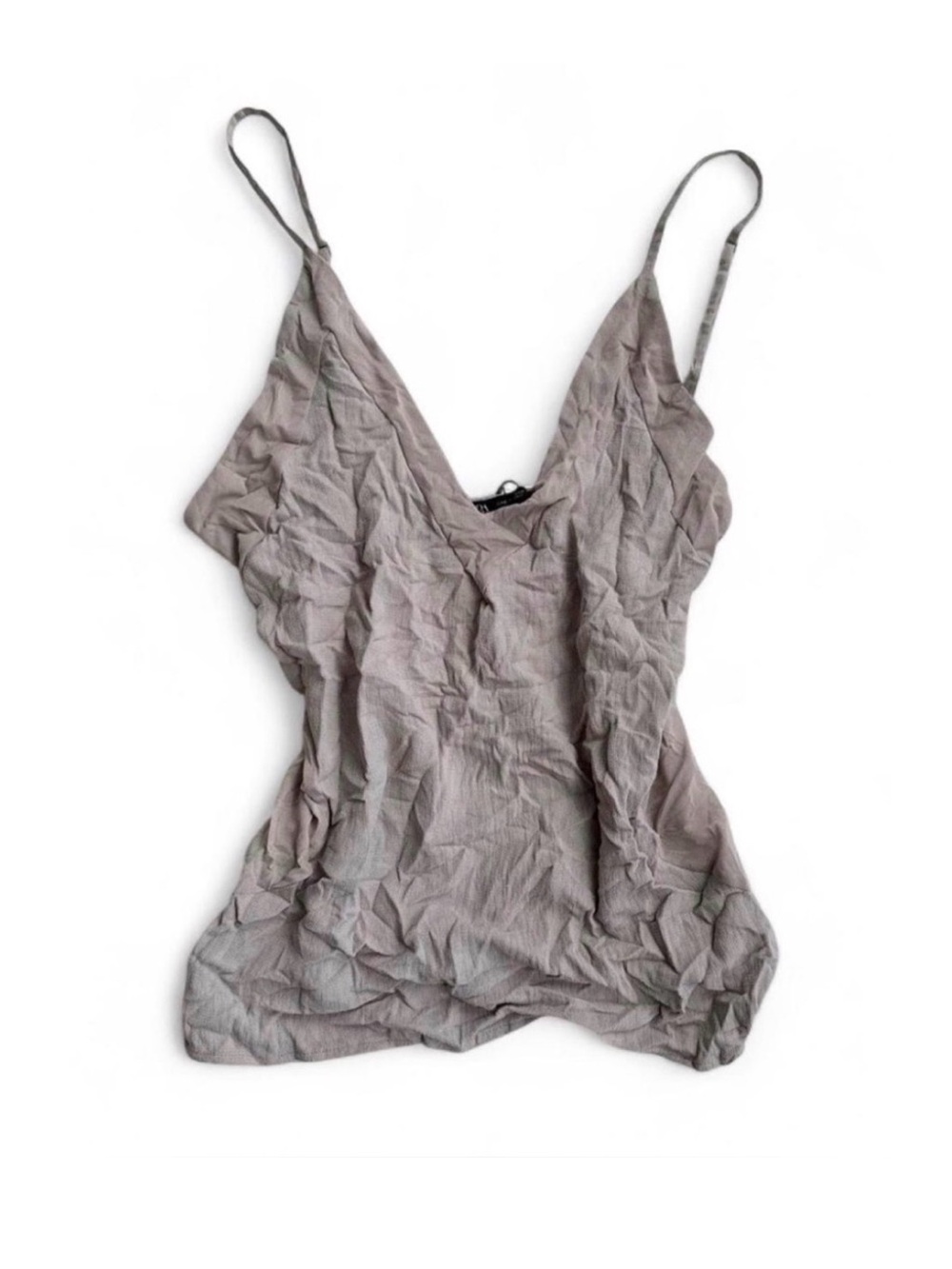 Zara beige v-neck crinkle cami top ᥫ᭡
